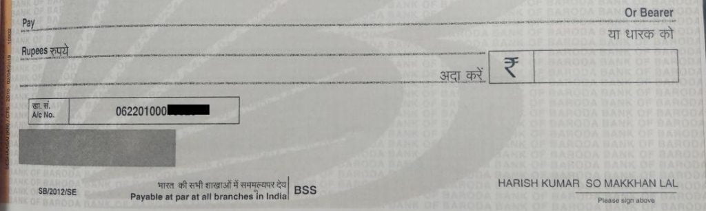Cheque middle section