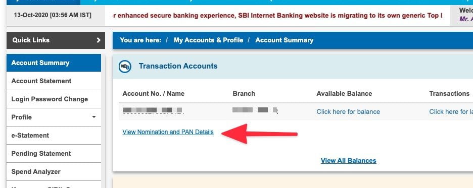 Nomination to Get CIF Number in SBI Without Passbook