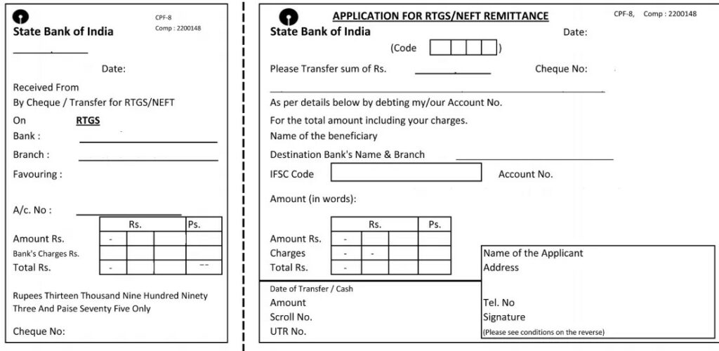 Download SBI RTGS/NEFT Form Online (2021)