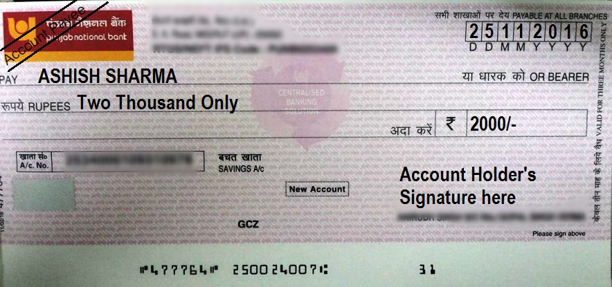 cheque number pnb bank